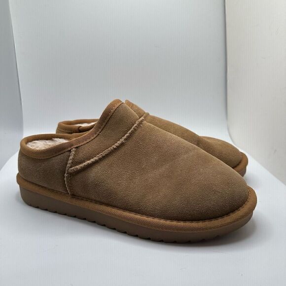CUSHIONAIRE Women's Faux Shearling Genuine Suede cozy mule slippers +Memory Foam - Picture 1 of 7